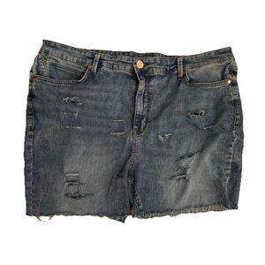 Women’s Seven‎ 7 Blue Denim Shorts Size 20W Distressed Raw Hem